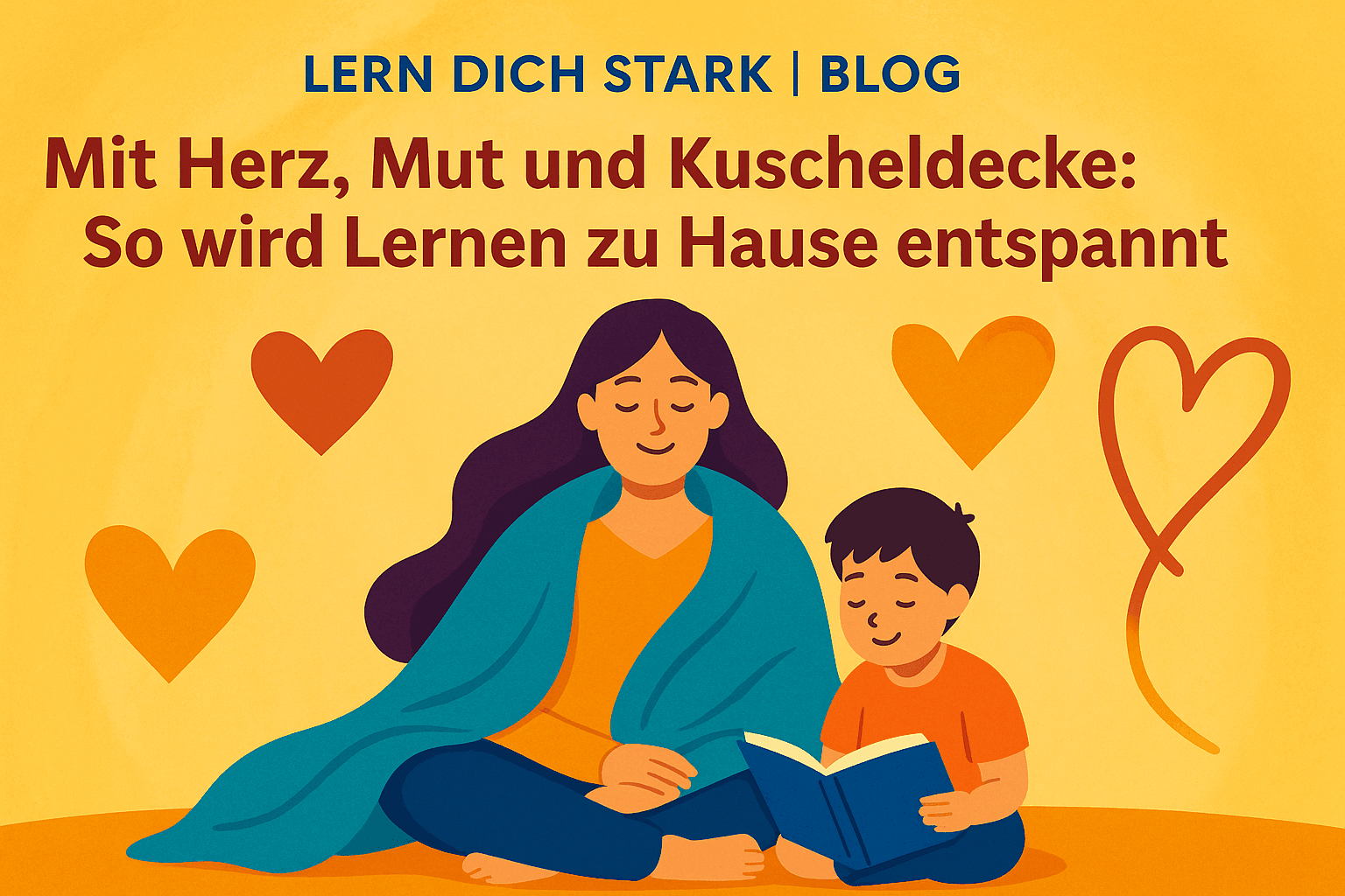 Mutter und Kind lesen gemeinsam ein Buch im Comicstyle